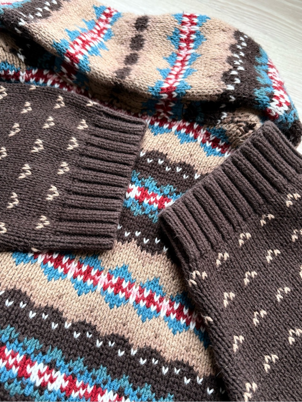 Vtg 80's Ralph Lauren Chaps Southwestern KnitFair Isle Shawl Cardigan Sweater XL - Picture 4 of 14